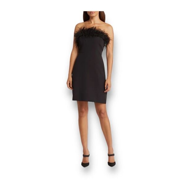 Sam Edelman Strapless Feather Top Sheath Dress Size 4 - Picture 1 of 9